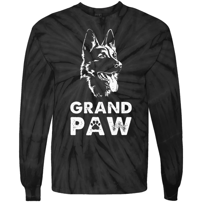 Grandpaw German Shepherd Grandpa GSD Dad Tie-Dye Long Sleeve Shirt