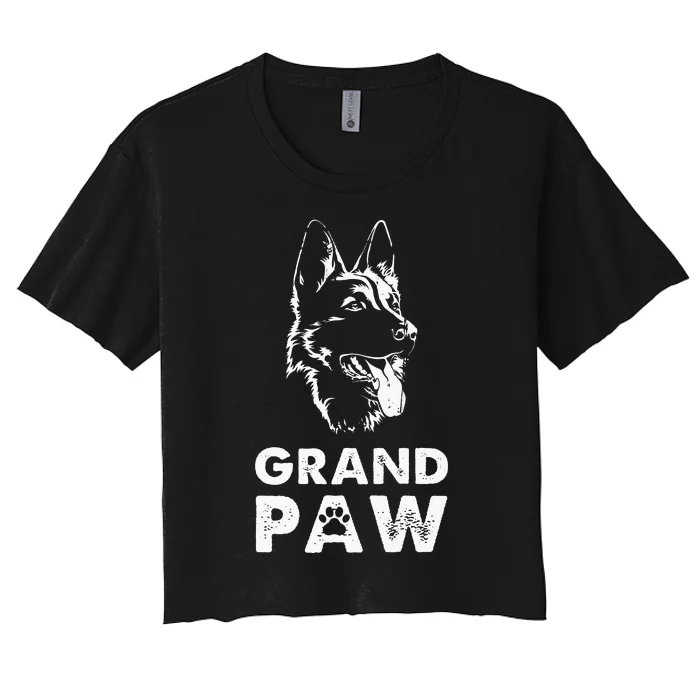 Grandpaw German Shepherd Grandpa GSD Dad Women's Crop Top Tee