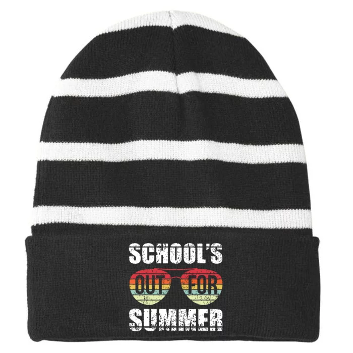 Graduation Gift Schools Out For Summer Students Teacher Striped Beanie with Solid Band