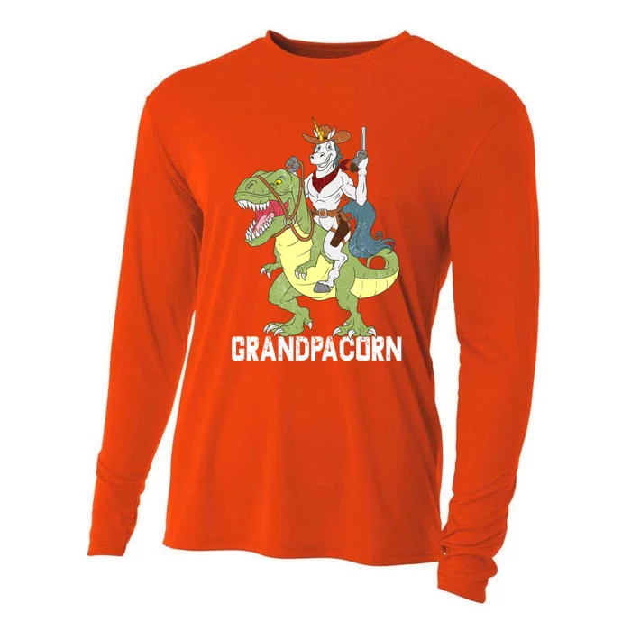 Grandpa Grandpa Sheriff Unicorn Cow Riding Dinosaur Trex Cute Gift Cooling Performance Long Sleeve Crew