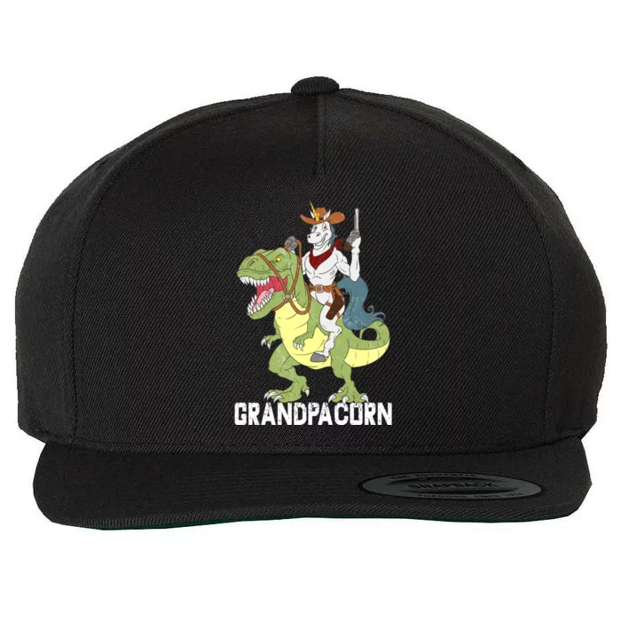 Grandpa Grandpa Sheriff Unicorn Cow Riding Dinosaur Trex Cute Gift Wool Snapback Cap