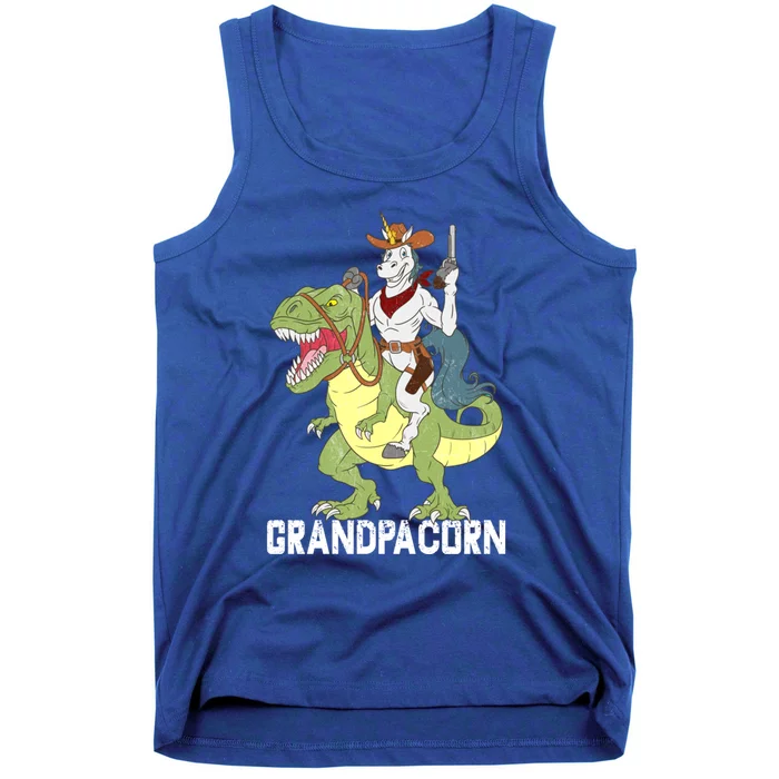 Grandpa Grandpa Sheriff Unicorn Cow Riding Dinosaur Trex Cute Gift Tank Top