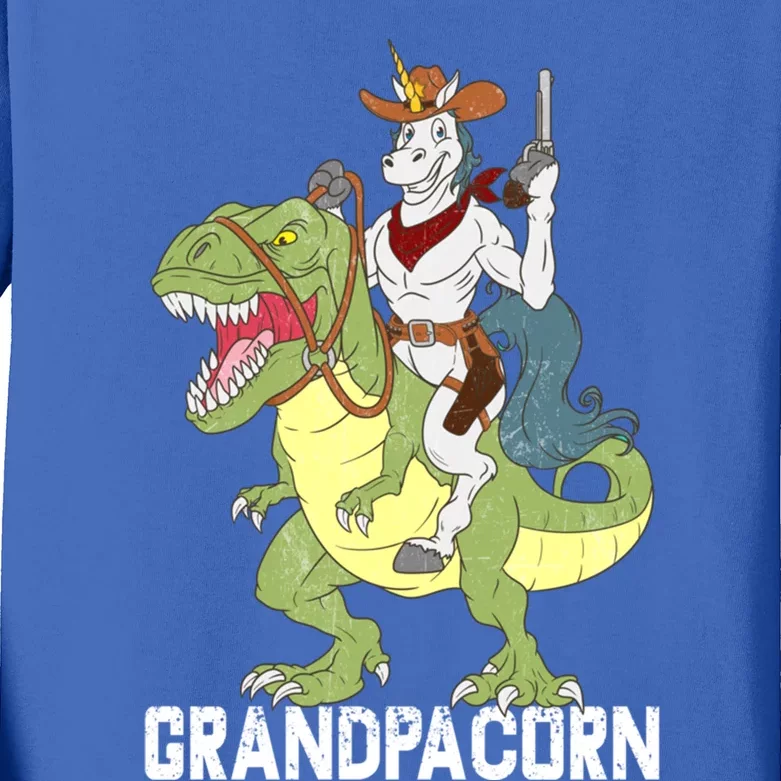 Grandpa Grandpa Sheriff Unicorn Cow Riding Dinosaur Trex Cute Gift Kids Long Sleeve Shirt