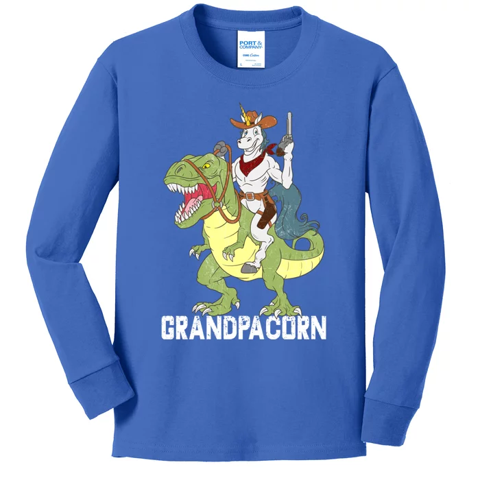 Grandpa Grandpa Sheriff Unicorn Cow Riding Dinosaur Trex Cute Gift Kids Long Sleeve Shirt