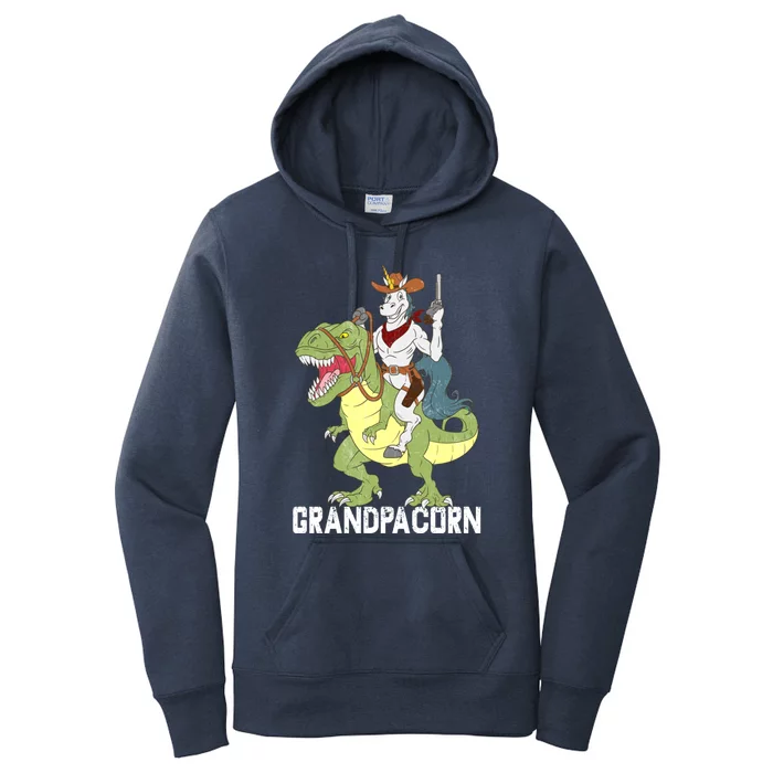 Grandpa Grandpa Sheriff Unicorn Cow Riding Dinosaur Trex Cute Gift Women's Pullover Hoodie