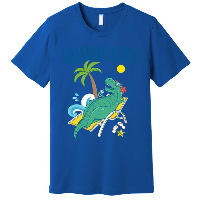 Grandmasaurus Grandma Saurus Dinosaur Family Vacation Beach Gift Premium T-Shirt