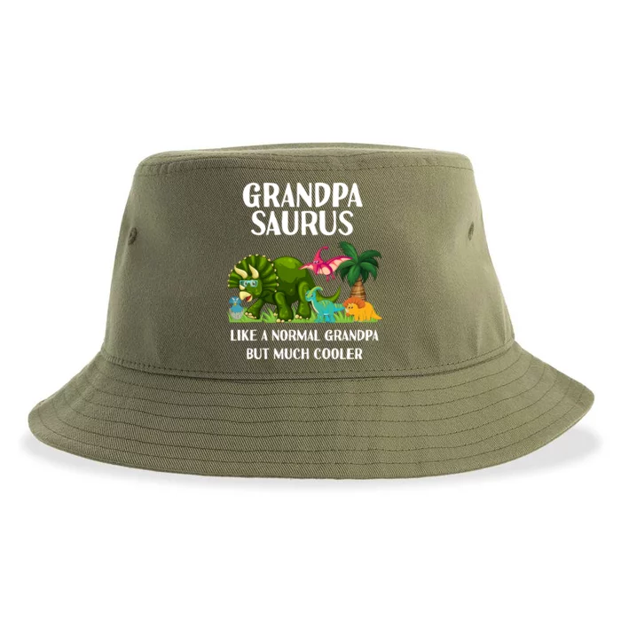 Grandpasaurus Grandpa Saurus Dinosaur Christmas FatherS Day Cute Gift Sustainable Bucket Hat