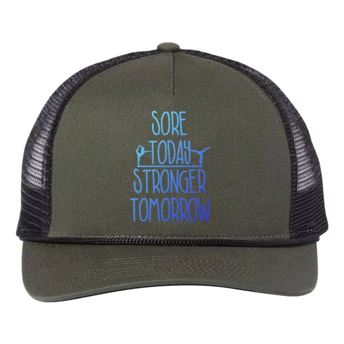 Gymnast Gift Sore Today Stronger Tomorrow Funny Gymnastics Gift Retro Rope Trucker Hat Cap