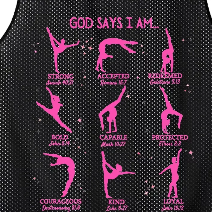 Gymnastics God Says I Am Bible Verse Gymnast Christian Jesus Mesh Reversible Basketball Jersey Tank