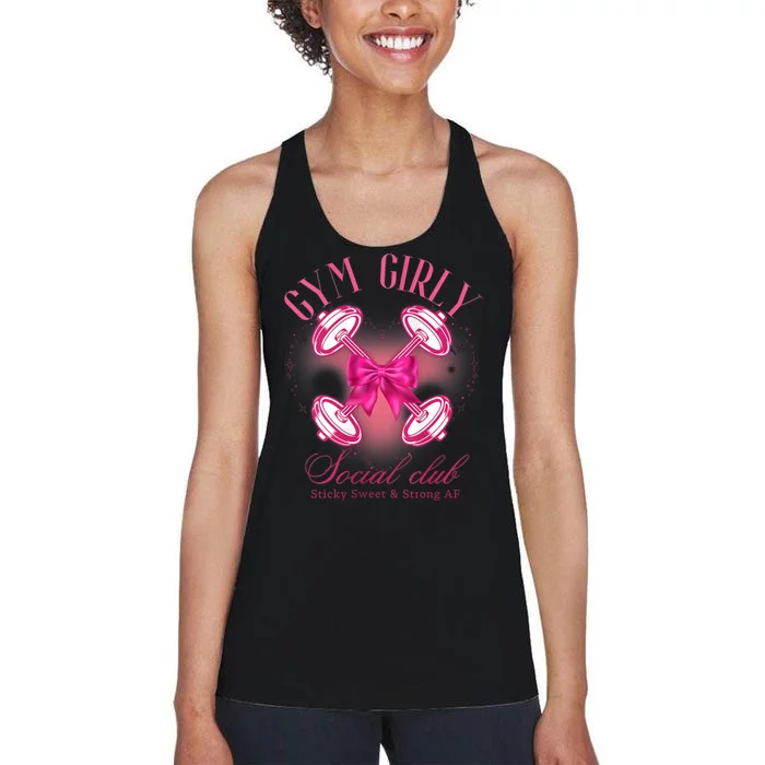 Gym Girly Social Club Retro Vintage Trendy Designs Women's Racerback Tank