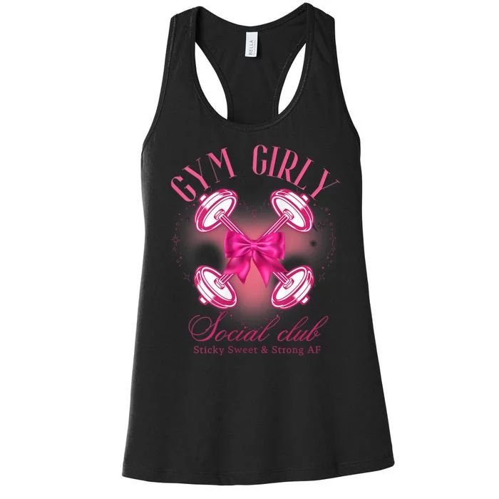 Gym Girly Social Club Retro Vintage Trendy Designs Women's Racerback Tank