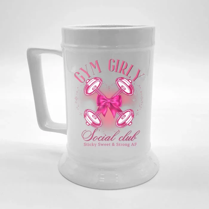 Gym Girly Social Club Retro Vintage Trendy Designs Front & Back Beer Stein