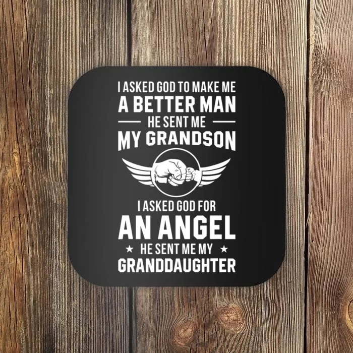 Grandpa God Sent Me My Grandson Granddaughter Coaster