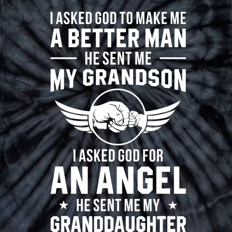 Grandpa God Sent Me My Grandson Granddaughter Tie-Dye T-Shirt