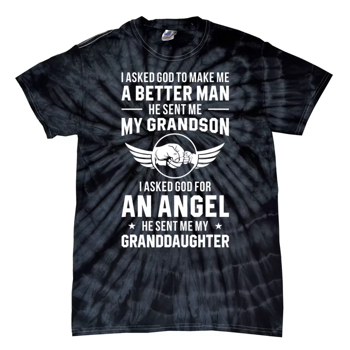 Grandpa God Sent Me My Grandson Granddaughter Tie-Dye T-Shirt