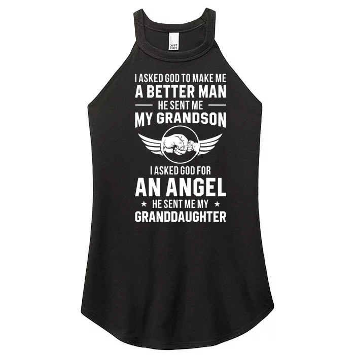 Grandpa God Sent Me My Grandson Granddaughter Women’s Perfect Tri Rocker Tank