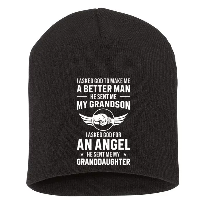 Grandpa God Sent Me My Grandson Granddaughter Short Acrylic Beanie