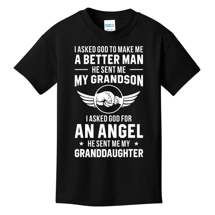 Grandpa God Sent Me My Grandson Granddaughter Kids T-Shirt