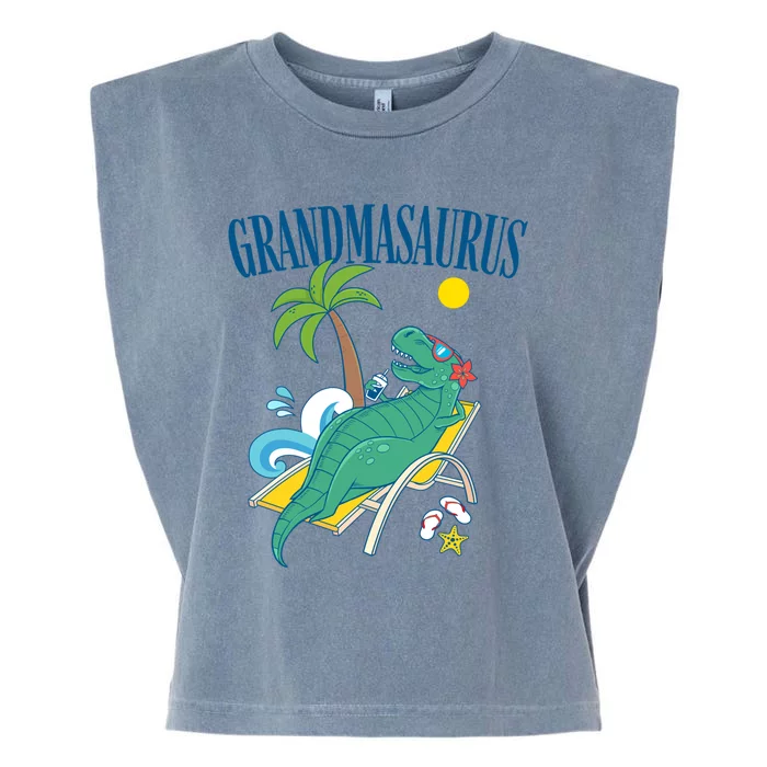 Grandmasaurus Grandma Saurus Dinosaur Family Vacation Beach Great Gift Garment-Dyed Women's Muscle Tee