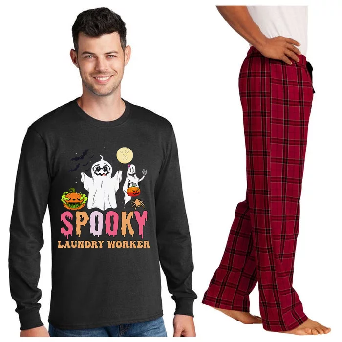 Groovy Ghost Spooky Halloween Costumes Laundry Worker Long Sleeve Pajama Set