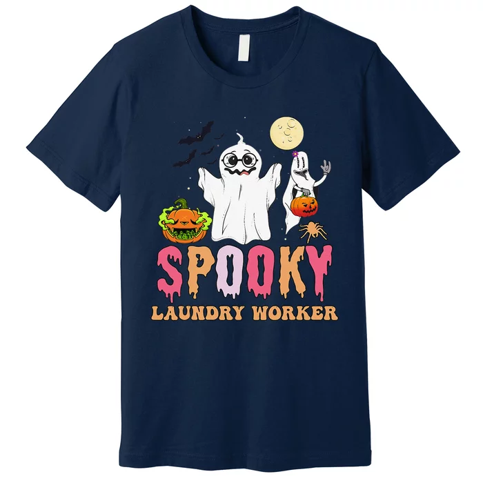 Groovy Ghost Spooky Halloween Costumes Laundry Worker Premium T-Shirt