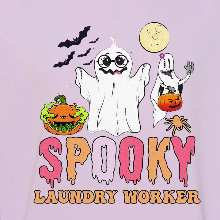 Groovy Ghost Spooky Halloween Costumes Laundry Worker Garment-Dyed Sweatshirt