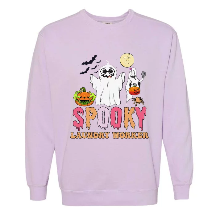 Groovy Ghost Spooky Halloween Costumes Laundry Worker Garment-Dyed Sweatshirt