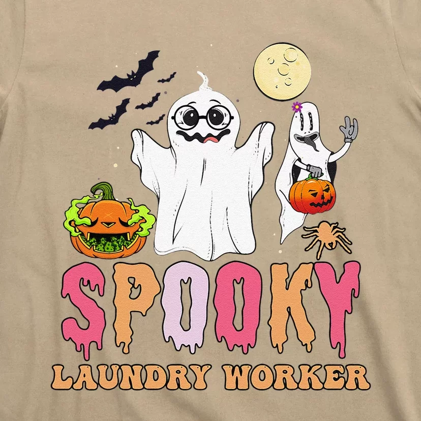 Groovy Ghost Spooky Halloween Costumes Laundry Worker T-Shirt