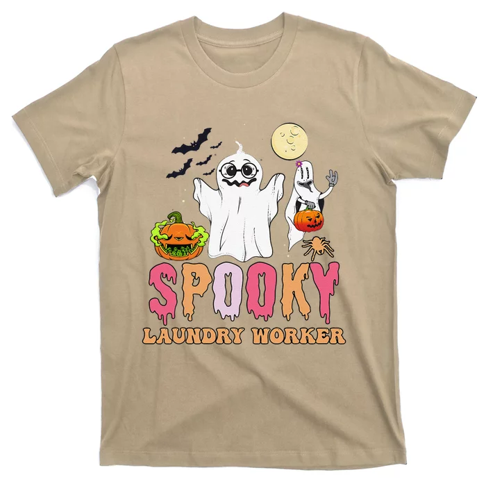 Groovy Ghost Spooky Halloween Costumes Laundry Worker T-Shirt