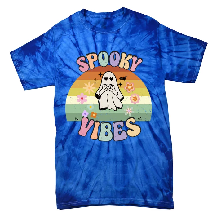 Groovy Ghost Spooky Vibes Retro Halloween Great Gift Tie-Dye T-Shirt