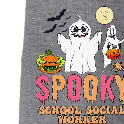 Groovy Ghost Spooky Retro School Social Worker Halloween Doggie 3-End Fleece Hoodie