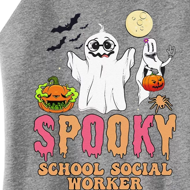 Groovy Ghost Spooky Retro School Social Worker Halloween Women’s Perfect Tri Rocker Tank