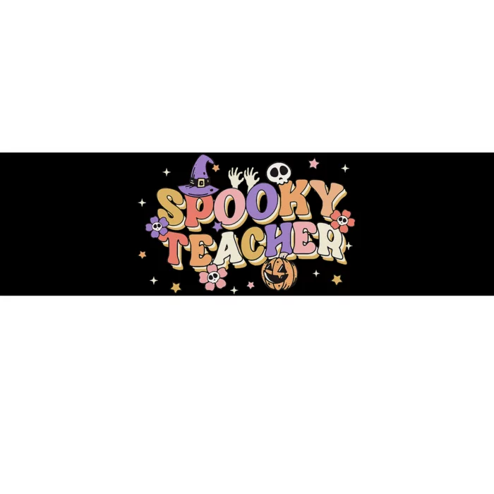 Groovy Ghost Spooky Teacher Retro Hippie Halloween Teach Bumper Sticker