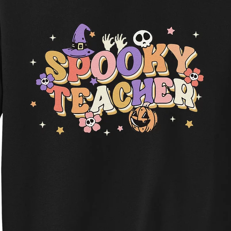 Groovy Ghost Spooky Teacher Retro Hippie Halloween Teach Tall Sweatshirt