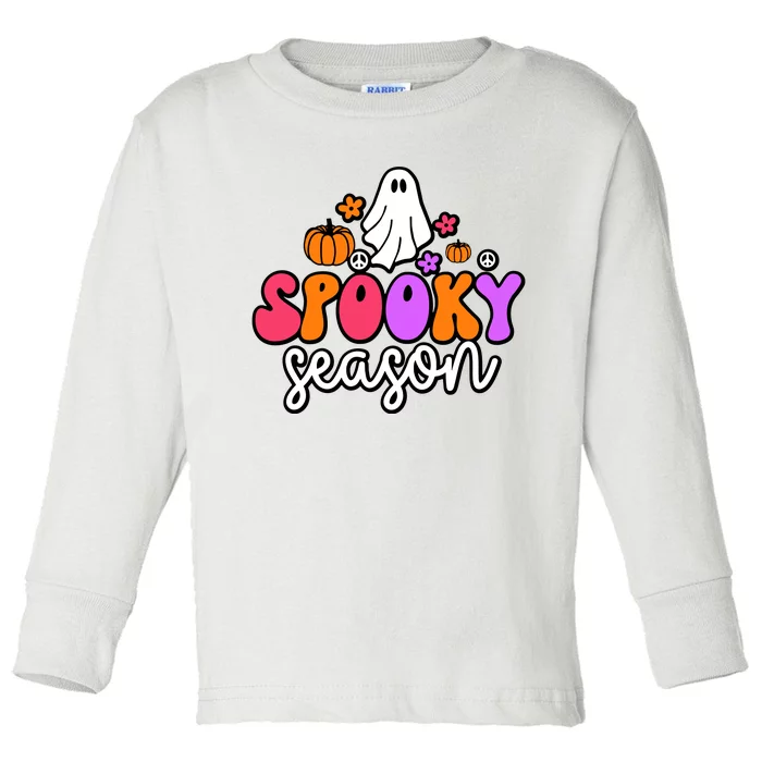 Groovy Ghost Spooky Season Toddler Long Sleeve Shirt