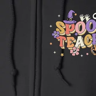 Groovy Ghost Spooky Teacher Retro Hippie Halloween Teach Full Zip Hoodie