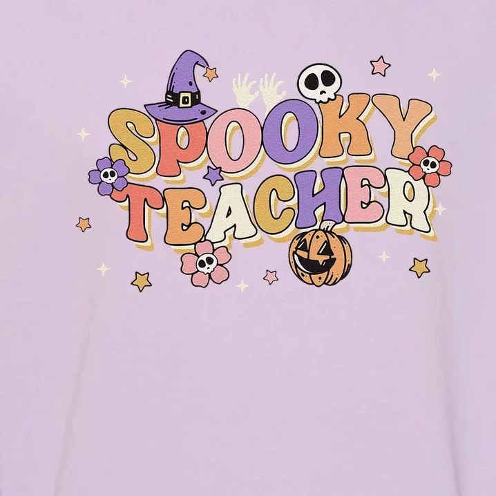 Groovy Ghost Spooky Teacher Retro Hippie Halloween Teach Garment-Dyed Sweatshirt