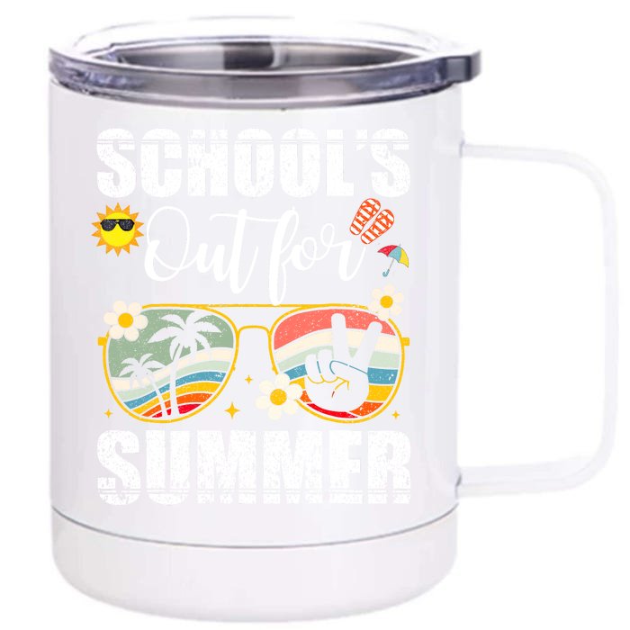 Graduation Gift Schools Out For Summer Students Teacher Front & Back 12oz Stainless Steel Tumbler Cup