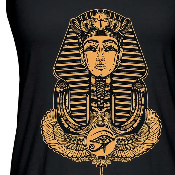 Gold Great Sphinx Drawing Egypt God Pharaoh Sphinx Animal Ladies Essential Flowy Tank