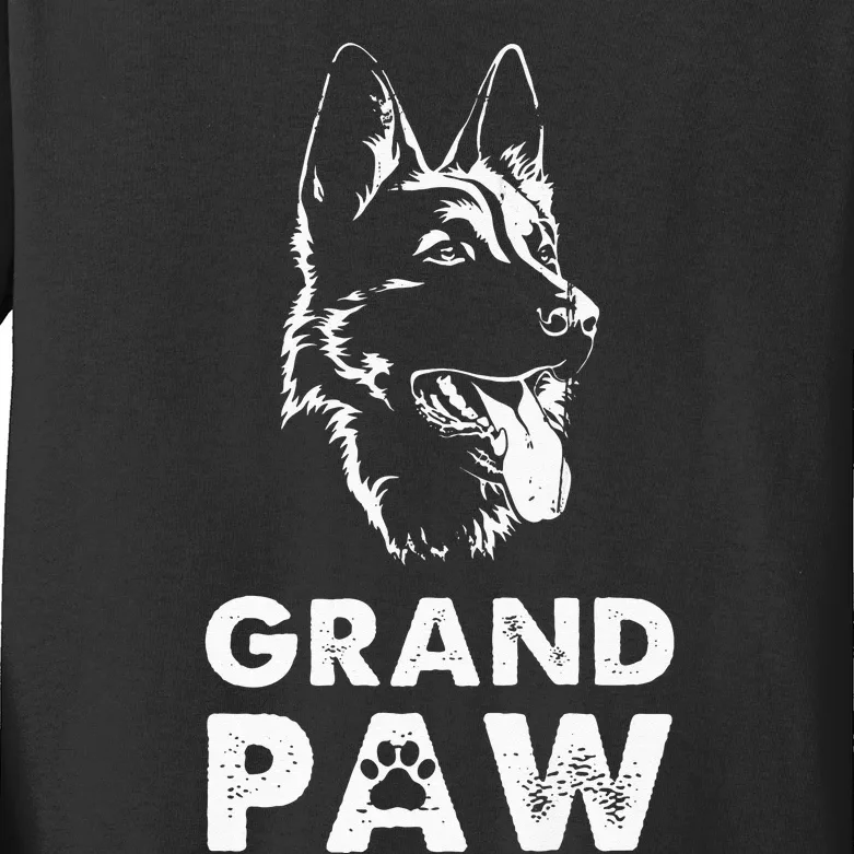 Grandpaw German Shepherd Grandpa GSD Dad Kids Long Sleeve Shirt