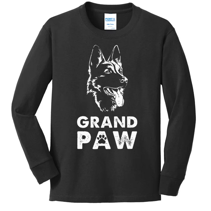 Grandpaw German Shepherd Grandpa GSD Dad Kids Long Sleeve Shirt