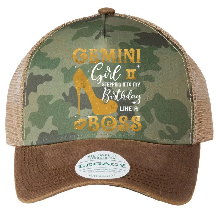 Gemini Girl Stepping Into My Birthday Like A Boss Heel Legacy Tie Dye Trucker Hat