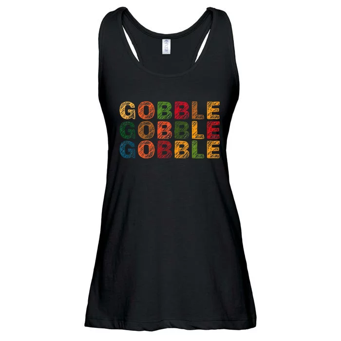 Gobble Gobble Turkey Thanksgiving Day Gifts Trot Ladies Essential Flowy Tank