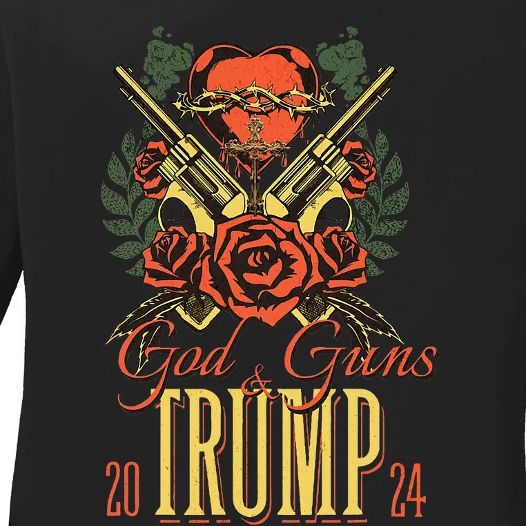 God Guns & Trump 2024 2a Support Ladies Long Sleeve Shirt