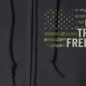 God Guns Trump Freedom Funny Camouflage Pro Gun Usa Flag Full Zip Hoodie