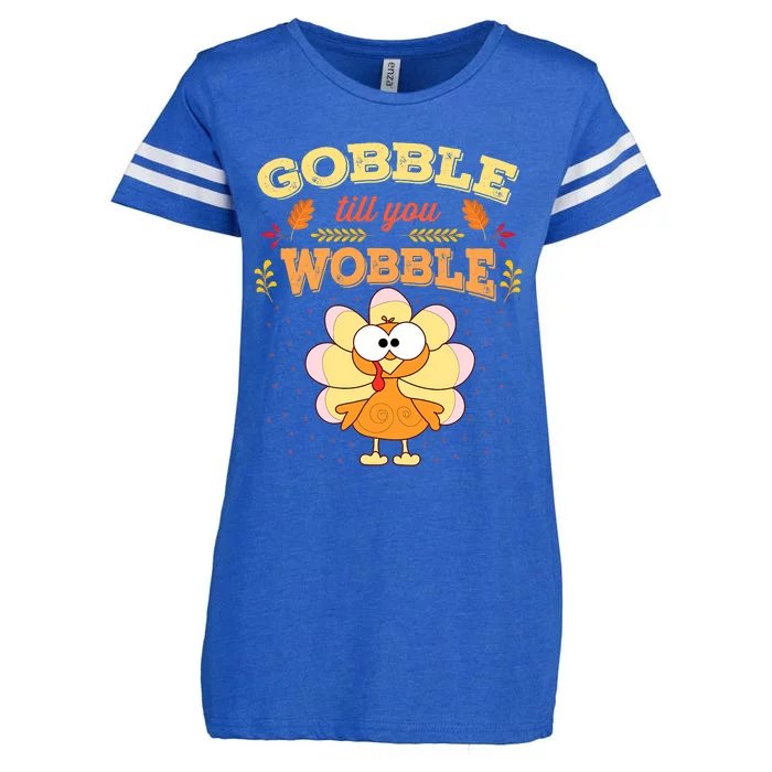 Gobble Gobble Till You Wobble Turkey Gift Idea Enza Ladies Jersey Football T-Shirt