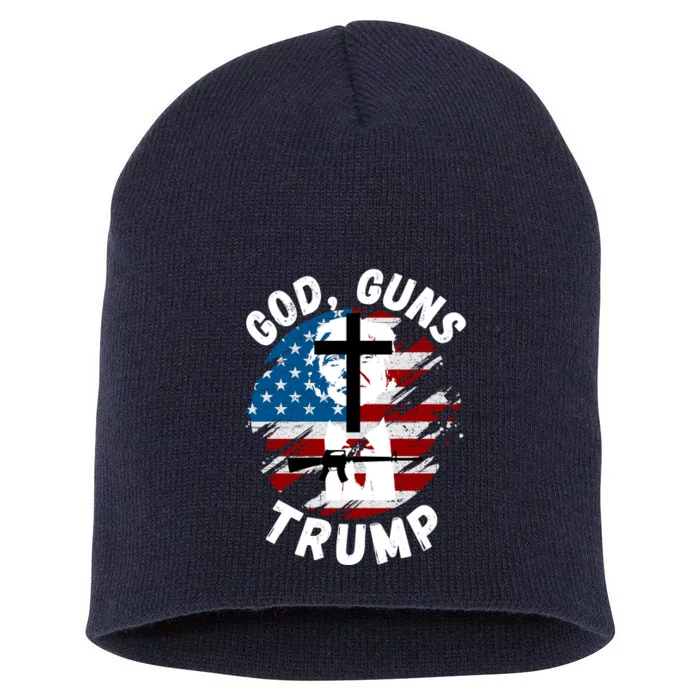 God Guns Trump, Trump 2024, 4th Of July USA Flag, Pro Trump Short Acrylic Beanie