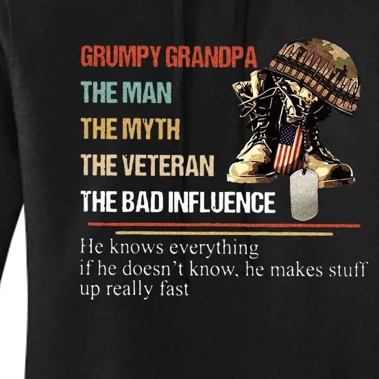 Grumpy Grandpa The Man The Myth The Veteran Women's Pullover Hoodie