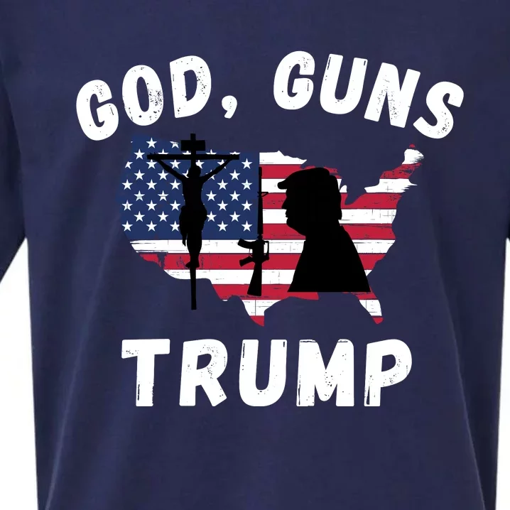 God Guns Trump, Pro Trump, Trump 2024, 4th Of July USA Flag Sueded Cloud Jersey T-Shirt