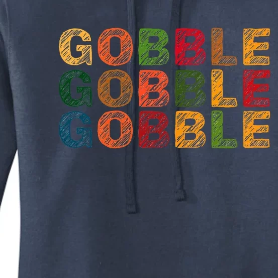 Gobble Gobble Turkey Thanksgiving Day Gifts Trot Women's Pullover Hoodie